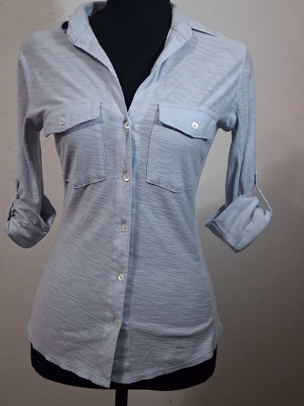 James Perse Light Blue Button-Down Shirt with Patch Pockets